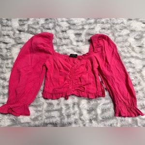 Bershka hot pink crop top